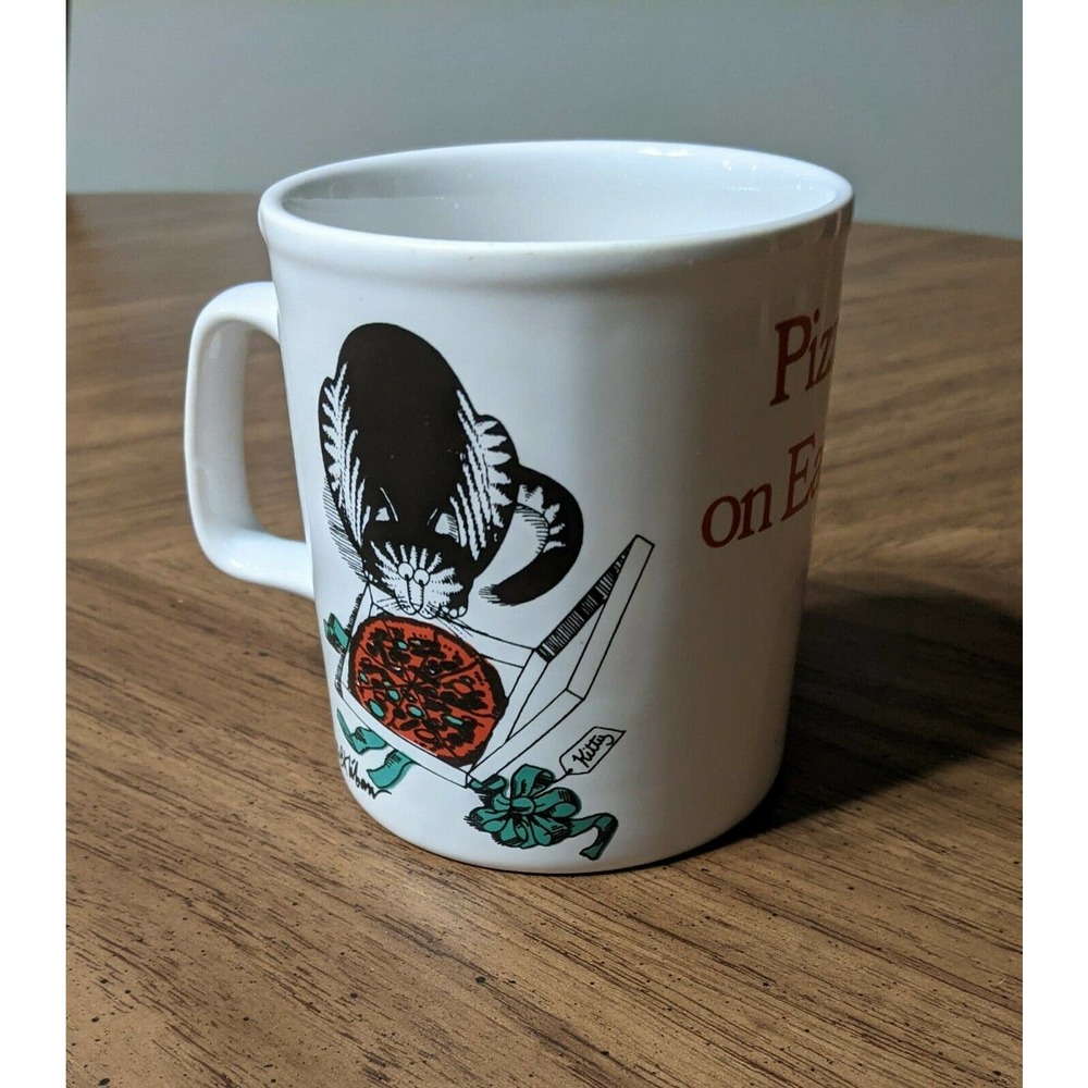 Vintage B. Kliban Kilncraft "Pizza On Earth" Cat Ceramic Mug